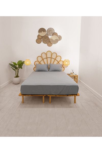 Koza Home Simena Elastic Sheet Set Cotton Smoke 9540a