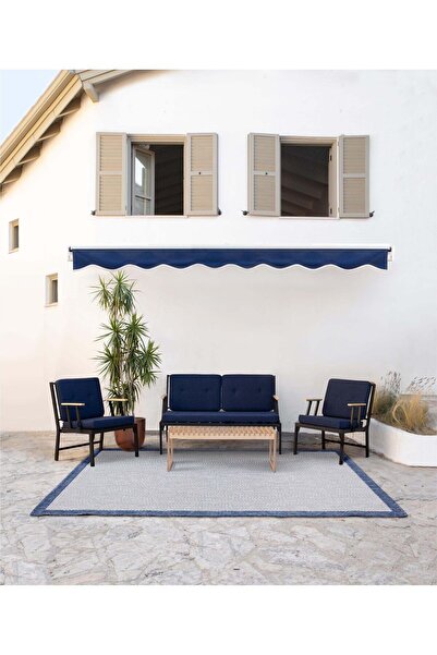 Koza Home Mist Lacivert Tek Kişilik Bahçe Koltuğu Siyah Iskelet 6004