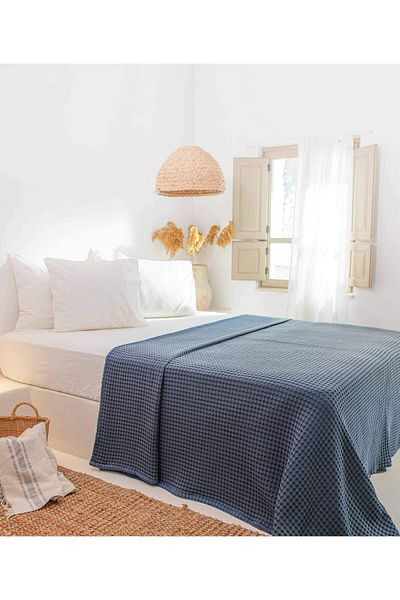 Koza Home Mare 100% Cotton Blue Waffle Pike Double 230x245 7500a