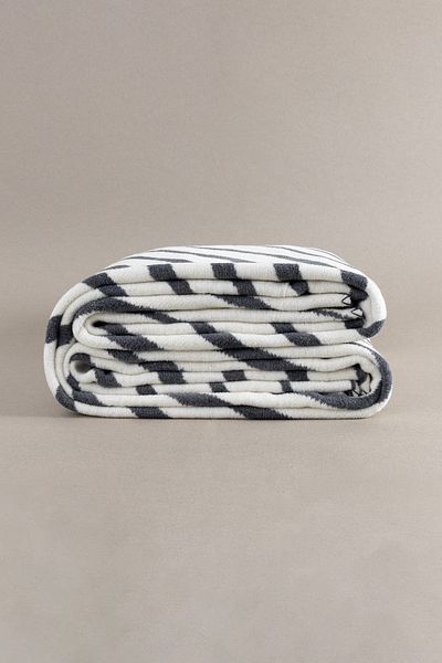Koza Home Twin Blanket Soft Cotton Single Blanket Anthracite Cream 150 X 200 5034a