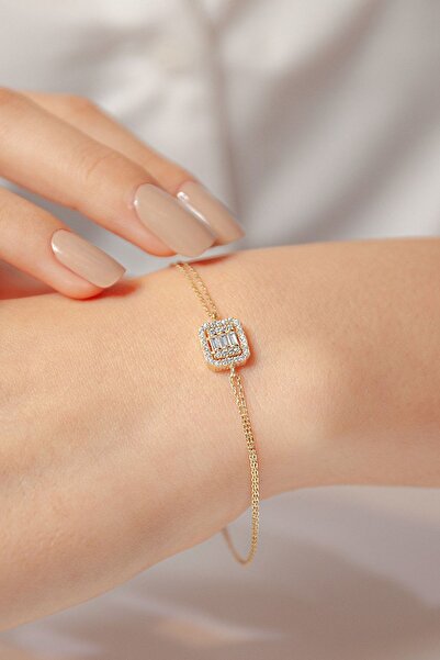 Fay Yamaner 14 Ayar Altın Taşlı Baget Bileklik