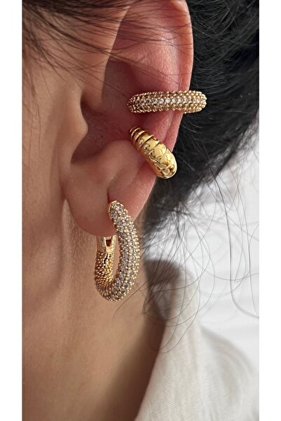 Vi store Gold Balencia Taşlı Küpe