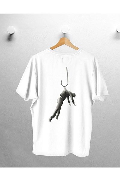 CANDEL Unisex Falling Man Printed White Oversize T-shirt