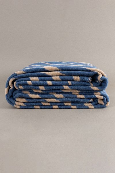 Koza Home Twin Blanket Soft Cotton Double Blanket Brown Blue 200 x 220 5037A