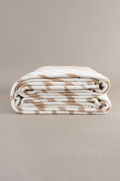 Koza Home Twin Blanket Soft Cotton Single Blanket Brown Cream 150 x 200 5032A