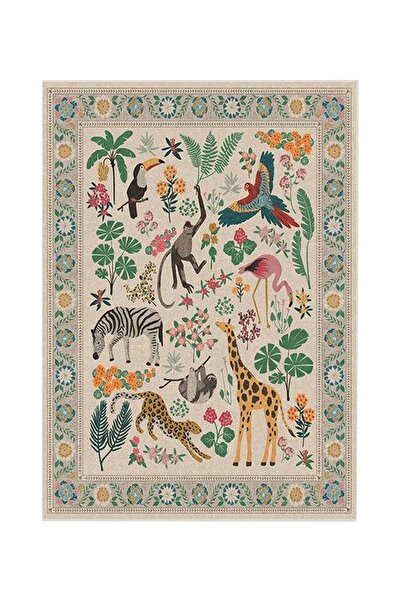Rugs Modern Halı Mira 992 Botanik Ve Sevimli Hayvanlar Temalı Dokuma Taban Ta...