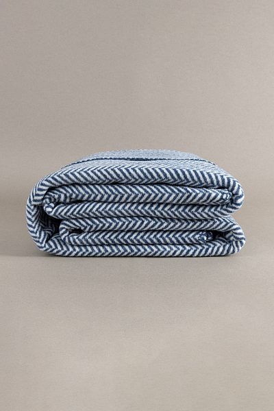 Koza Home Twin Blanket Soft Cotton Single Blanket Blue Cream 150 X 200 5015a