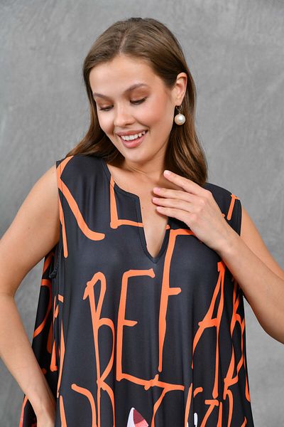 lovebox Übergroßes Maxi-Strandkleid mit Digitaldruck – mit Taschen, ärmellos, Damen, 10032