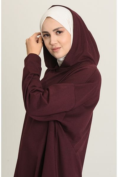 sefamerve Plum Hooded Women's Sports Tunic