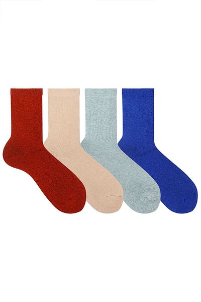 Ozzy Socks 4 perechi de șosete pentru prosop pentru femei, iarnă, rezistente la călcâi și vârfuri, culori deschise