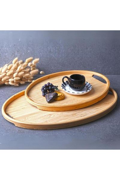 GÖNÜL T.Concept Bamboo 2-Piece Oval Tray Set - G3756