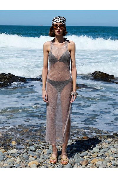 Juste Studio Sequined Mink Long Pareo Dress