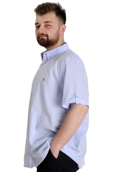 ModeXL Cămașă de in Lycra pentru bărbați - Marime Plus, Albastru deschis, Mod XL 20393
