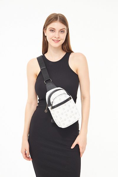 morpelikan White Monogram Women's Body Bag - Three Compartment Shoulder and Chest Bag