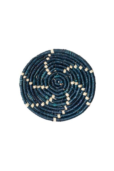 Koza Home Meander Dekoratif Lacivert Desenli Bambu Duvar Tabağı 30cm 8995
