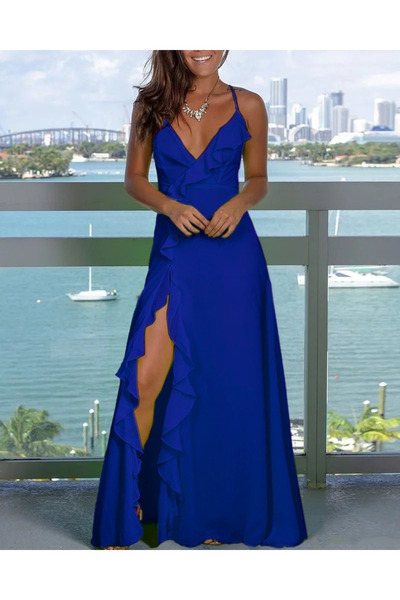 JANES Rochie creponată - mânecă zero, bretele de frânghie, decolteu și detali...