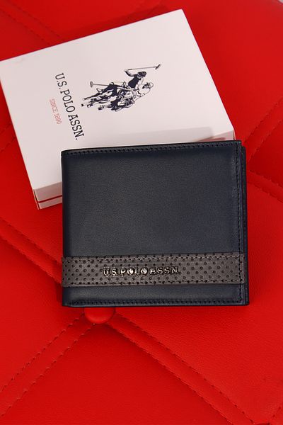 U.S. Polo Assn. ΒΑΣΗ. POLO ASSN. 24000-24002 Δερμάτινη θήκη κάρτας πορτοφολιού Navy Blue