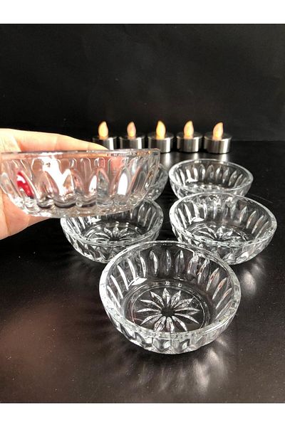 DİBA AVM Glass Bowl Snack Bowl Breakfast Presentation Bowl Turkish Delight Bowl Sugar Bowl Coffee Side Turkish Delight Presentation Bowl Set of 6