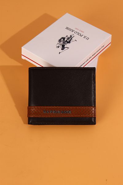 U.S. Polo Assn. ΒΑΣΗ. POLO ASSN. 24000-24002 Θήκη κάρτας πορτοφολιού από γνήσιο δέρμα - Καφέ