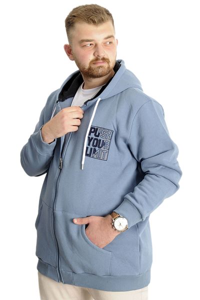 ModeXL Ανδρικό κουκούλα φούτερ - Mode XL Plus Size, Push Your Limit 23543 - Μπλε