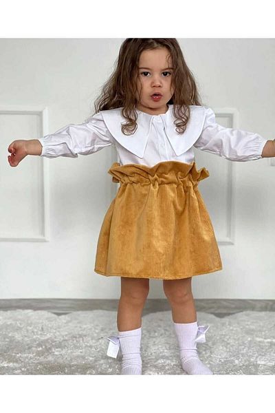Süslüm Kids Velvet Skirt Shirt Set