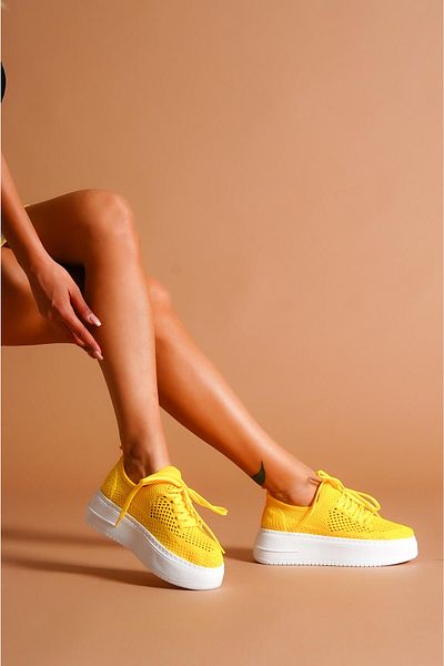 Limoya Tricotaje Benito Lemon Pantofi de damă cu talpă groasă elastică, pantofi sport pentru femei
