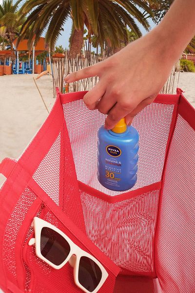 ELEPHANT ÇANTA Women's Beach Bag - 1 Zipper and 2 Zipperless Pocket Compartments - Large Size 39X50Cm Red Beach Bag