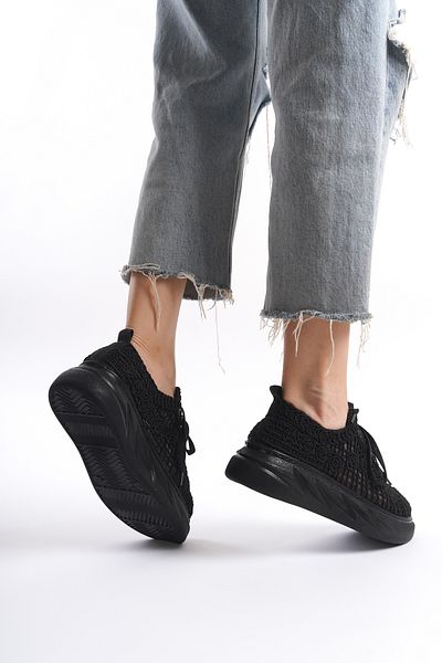 Moda Değirmeni Pantofi de damă din dantelă neagră Bg1067-101-0001
