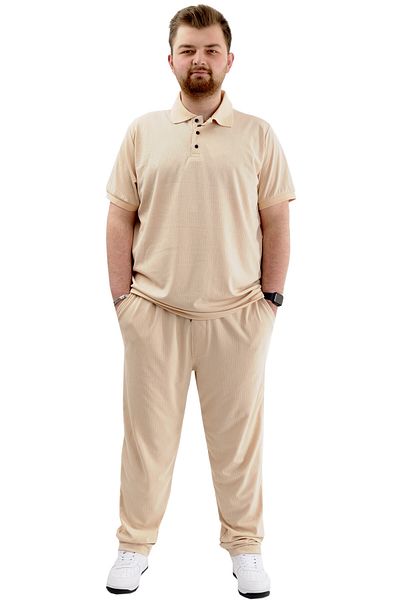 ModeXL Ανδρικό Jogger μεγάλου μεγέθους - Mode XL, Platinum Jacquard 24913, Μπεζ