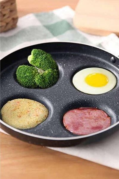 Bayev 4-Compartment XL Pancake Pan - Burger Meatball and 4 Different Materials Breakfast Pan