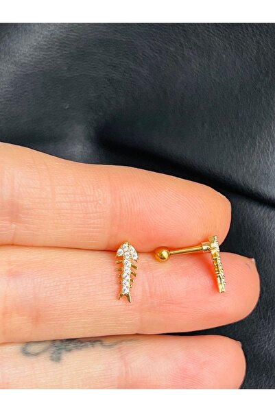 BY DİLEK ÇETİN ACCESSORY Çelik Kılçık Model Kıkırdak Helix Tragus Piercing(1a...