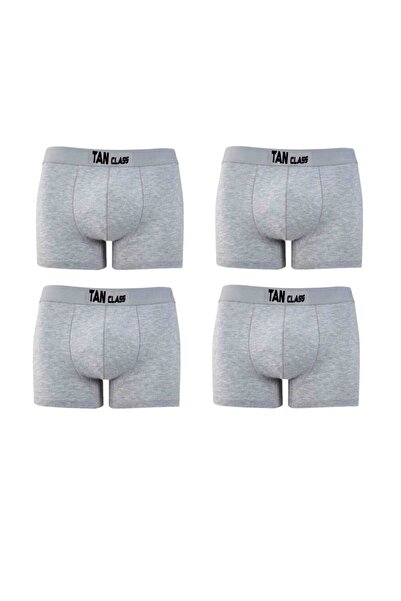 Erkek Likralı 4 Adet Gri Premium 1.Kalite Pamuklu Penye Esnek Kumaş Boxer Baksır