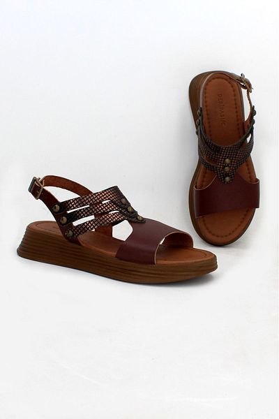 Deripabuc Women's Leather Sandals Genuine Leather Brown X6 - Dp-2095