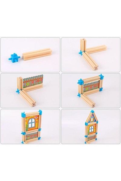 SmartFox Architectural Wooden Building Blocks 128 Pieces