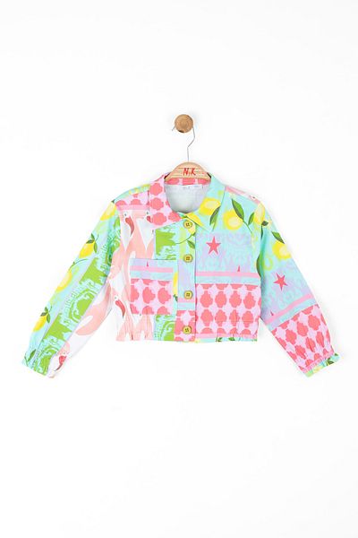 nk kids NK KIDS BCD - Детско яке с лимонов шарен цвят, синьо и 36554 за момичета