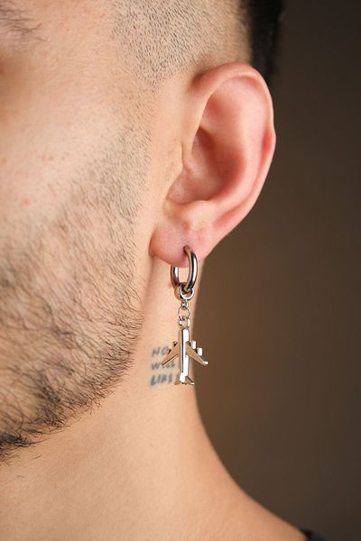 Jack Ferrero Men's Steel Color Non-Shedding Earrings