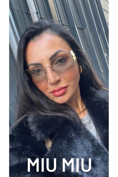 Miu Miu MU54YS5AK-30B Kadın Güneş Gözlüğü Çerçevesiz Açık Mavi Lens UV400