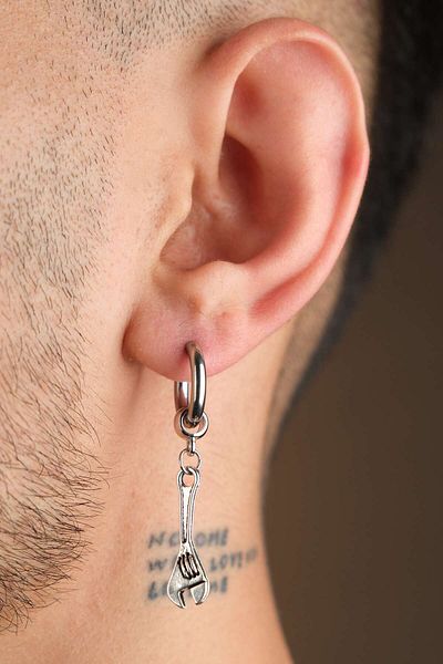 Jack Ferrero Men's Steel Colored Non-Throw Earrings
