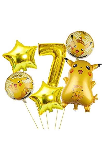 MFM مجموعة بالونات فويل بطول 100 سم بتصميم بوكيمون بيكاتشو بعمر 7 سنوات