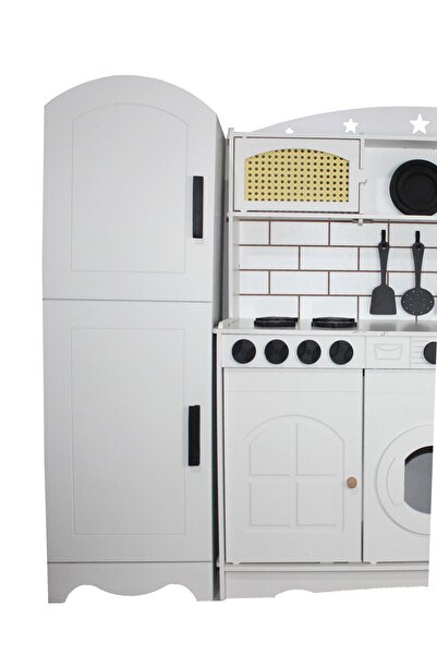 Hedef Buzdolaplı Ahşap Oyuncak Mutfak (1 LEDLİ-HAZERANLI)