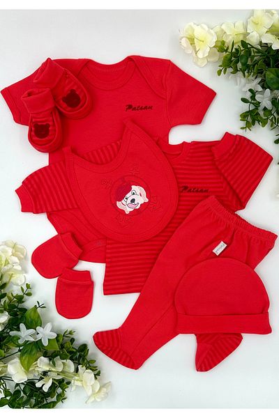 PATSAN 7-Piece Cute Cotton Baby Hospital Discharge Set - Bodysuit, Pajamas, Body, Hat, Gloves, Apron and Booties