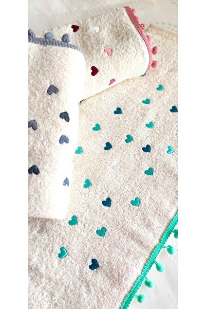 A.Z.H. Мама, весільний набір 50x90 см. З текстурованою поверхнею, новий тренд, з вишивкою сердечок і квітів, рушник для рук і обличчя (комплект з 3 штук)