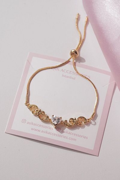 AŞIK ACCESSORIES White Heart Princess Steel Elegant Bracelet