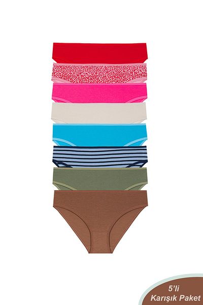 Sensu Slip casual din bumbac pentru femei, culori mixte și uni, pachet de 5 - Kts1070