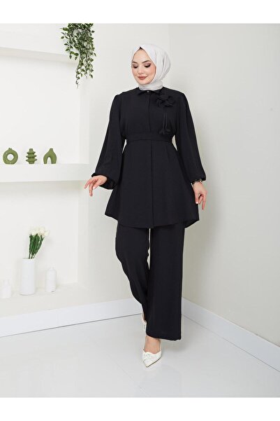MODAMERSİ Black Hijab Ayrobin Set - Women