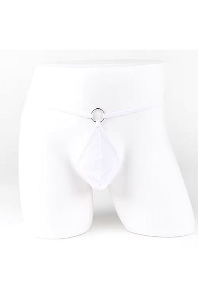 Bacio Fancy White See-Through Ring Tulle Men's String Sexy Men's Underwear