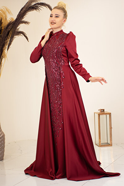 PİENNAR فستان سهرة حجاب قطرة - ذيل