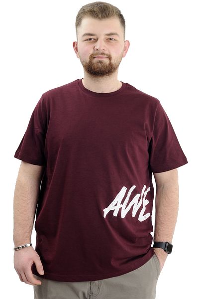 ModeXL Ανδρικό μπλουζάκι με στάμπα με λαιμόκοψη - Mode XL, Plus Size, AWESOME U24038 Plum