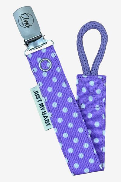JMB Just My Baby Purple Polka Dot Pacifier Holder - Set of 3, Cotton Washable