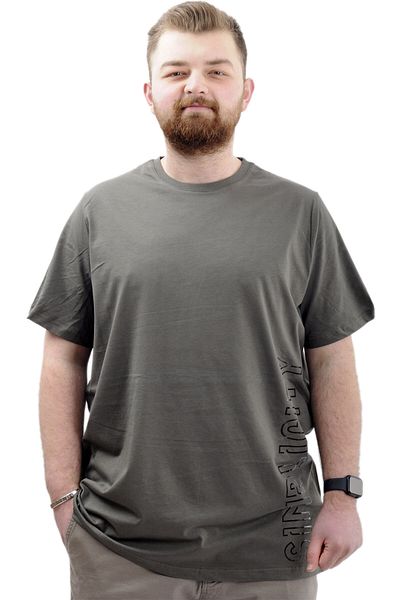 ModeXL Ανδρικό μπλουζάκι - Crew Neck, Plus Size, SIMPLICITY U24046 Khaki, Μοντέρνο XL εμπριμέ